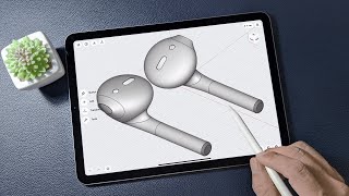 Modeling AirPods on iPad  Shapr3D [upl. by Learsiy226]