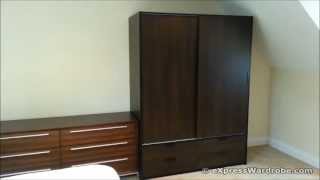 IKEA TRYSIL Wardrobe Sliding Doors 4 Drawers Dark Brown Black Design [upl. by Aynotahs]