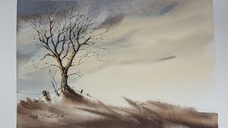 How to Draw and Paint a Winter sunset Tree Easy and fun to follow With Peter Sheeler [upl. by Ennoved]