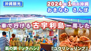 ◤沖縄観光◢ 2024年1月 車で行ける離島『古宇利島を1周した！』♯667 沖縄旅行 おきなわさんぽ [upl. by Moyna105]