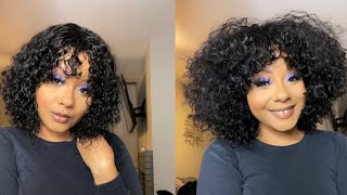 Cute amp easy curly bang wig 💕 LUVME Hair [upl. by Hgielrac560]