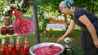 Making useful cornelian cherry jam for the winter  dried cornelian cherry and juice [upl. by Nraa]