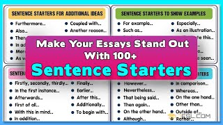 100 Great Examples of Sentence Starters to Improve Your Essay Writing in English [upl. by Oenire457]