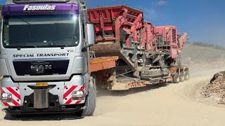 Transporting Two Terex And Extec Mobile Impact Cruchers  Fasoulas Heavy Transports  4K [upl. by Iny]