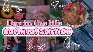 Day in the life Carnival Edition summer vlog 001 riding rides trying new foods etc [upl. by Boycey]