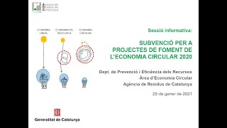 Sessió informativa de la subvenció per a projectes de foment de lEconomia Circular  25012021 [upl. by Joby]