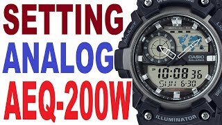 How to set analog time Casio AEQ200W manual 5472 [upl. by Hewie948]