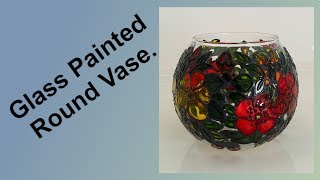 Glass Painting a round vase [upl. by Nnayelhsa]