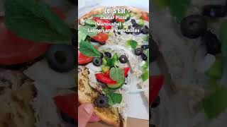 Let’s Eat Zaatar Pizza Manoushe With Vegetablesshorts manouche foodie [upl. by Yecart]