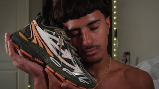 ASMR DESIGNER RUNNER SHOE UNBOXING SHOE REVIEW TAPPING AND WHISPERS OFF WHITE SHOE ft TIPIFY [upl. by Leeanne]