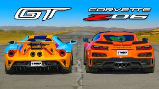 Ford GT v Corvette Z06 DRAG RACE [upl. by Rebecka]