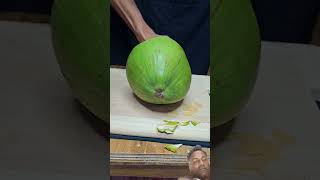 Green coconut cutting skill satisfying crunchy oddlysatisfying cruncy fruit softandcrun [upl. by Ateikan]