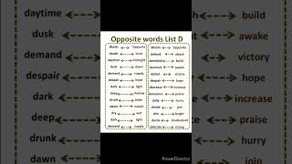 Opposite word list  Alphabet Wise opposite words  English grammer [upl. by Gensmer]