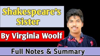 Virginia Woolfs SHAKESPEARES SISTER Summary amp Analysi english creativemarathi [upl. by Ainniz]