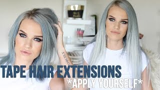 HOW TO APPLY TAPE HAIR EXTENSIONS  Kirstie Roche [upl. by Odnumyar]