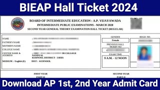 BIEAP Inter Hall Tickets 2024 Link Download AP Inter 1st amp 2nd Year Hall Ticket 2024 [upl. by Tamas730]