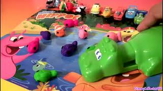 Play Doh Hungry Hungry Hippo Eats Cars Micro Drifters Planes playdough Disney Pixar Hippos toy [upl. by Ztnahc]