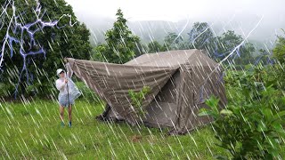 Full video 7 days solo Camping in heavy rain Cooking and Relaxing with Rain sound [upl. by Dyrraj]