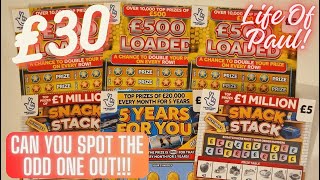 £30 mix of lotto scratch cards How many of these 6 £5 scratch cards will be winners [upl. by Ajiat606]