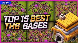 NEW BEST TH6 BASES WarTrophyFarming 😍 TOP 15 Town Hall 6 Base Links for 2024  Clash of Clans [upl. by Attiuqihc]