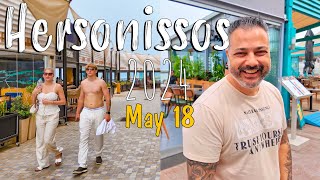 Hersonissos Crete Chersonissos walking tour 4k May 18 2024 Greece Kreta [upl. by Baptist]