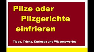 Pilze einfrieren Pilzgericht haltbar machen Anleitung Gemüse einfrosten Steinpilze Maronen [upl. by Anilra]