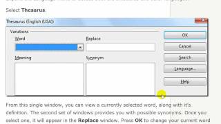 Using the OpenOffice Writer Thesaurus [upl. by Nylodnarb]