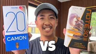 Infinix Note 30 5g VS Tecno Camon 20 Pro 5g  SINO ANG BEST GAMING CAMERA and DISPLAY [upl. by Nihahs]