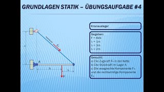 Technische Mechanik  Grundlagen Statik Übungsaufgabe Nr4 [upl. by Eskill274]