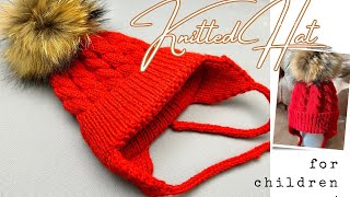 Детская вязаная тёплая шапка Спицами  на 23 года вязание knitting [upl. by Notsej]