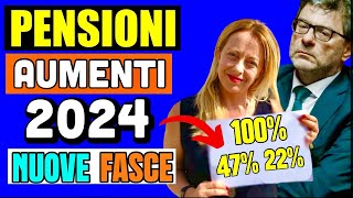 🔴 ULTIMORA AUMENTO PENSIONI 2024 👉 ECCO LE NUOVE FASCE AUMENTIRIVALUTAZIONE UFFICIALI 📈💰 [upl. by Acirdna]