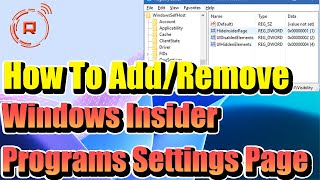 How To AddRemove Windows Insider Program Settings Page In Windows 11 [upl. by Murielle]