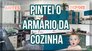 PINTANDO OS ARMÁRIOS DA COZINHA E PUXADORES REFORMA MILAGROSA [upl. by Otreblasiul]