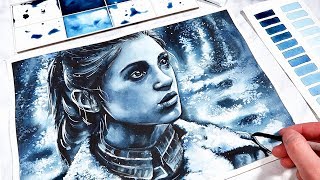 WATERCOLOR PAINTING WITH ONLY 1 COLOR  Monochrome Painting for Beginners [upl. by Davey178]