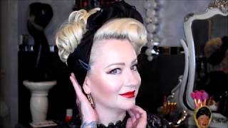 easy pin up hair tutorial with scarf  tuto coiffure facile pin up avec foulard [upl. by Triplett]