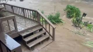 Dramatic Video Captures Moment House is Washed Away During Hurricane Helene Floods [upl. by Ennoryt]