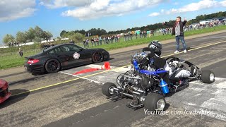 230HP Super Kart vs 1300HP Porsche 9ff vs 1088HP AUDI S4 [upl. by Yrakcaz712]