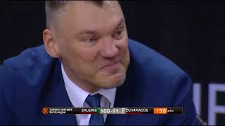 Sarunas Jasikevicius getting emotional after winning Game 4 [upl. by Udele552]