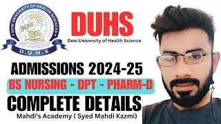 Dow University of health Sciences Admissions 202425 BSN NursingPharmDDPTComplete Details [upl. by Annairda]