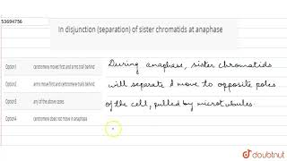 In disjunction separation of sister chromatids at anaphase [upl. by Vladamir562]