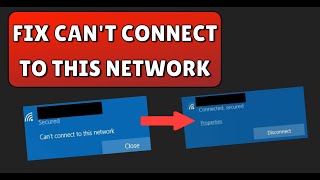 Fix Cant Connect to This Network in Windows 10  WIFI Problem Solve [upl. by Warde]