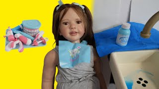 Reborn Ava goes to dentist Braces and shopping haul [upl. by Nnylak]