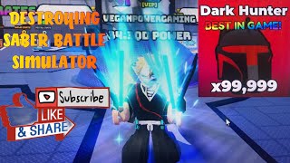 DESTROYING Saber Battle Simulator with BEST OP Pet [upl. by Gnod3]