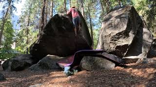 Yosemite Bouldering Ahwahnee Area Chokin Boulder Chokin V5 [upl. by Eelimaj]