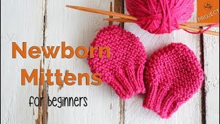 How to knit Newborn Baby Mittens for beginners  So Woolly [upl. by Ardnaxela254]