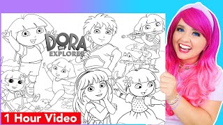 Coloring Dora The Explorer GIANT Coloring Pages  Dora Boots amp Diego 1 Hour Coloring Videos [upl. by Lletnahs]