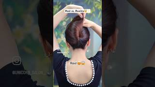 Reel vs Reality😇🎀✨ hair hairstyle hairtutorial korea hairhacks viralshorts [upl. by Ailahtan]