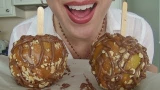 SassEsnacks ASMR Caramel Apple  Foods on a Stick Part 6  Eating Sounds  Mukbang [upl. by Sudnor]