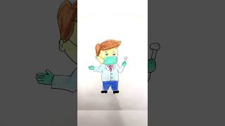 easy kids drawing 👨🏼‍⚕️😷shorts story funny comedy emotional drawing kids art doctor yt [upl. by Dash]