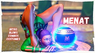 Street Fighter V MENAT  All Costumes intro Blows Combos update April 2021 [upl. by Ainafetse]